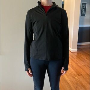 Shadow Sport black Fitted Mock-Neck 3/4 Zip Front Athletic running shirt Medium